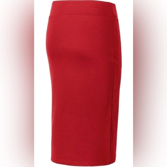 Urban CoCo Women's Elastic Waist Stretch Bodycon Midi Pencil Skirt - RED Large - Picture 4 of 7